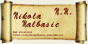 Nikola Malbašić vizit kartica